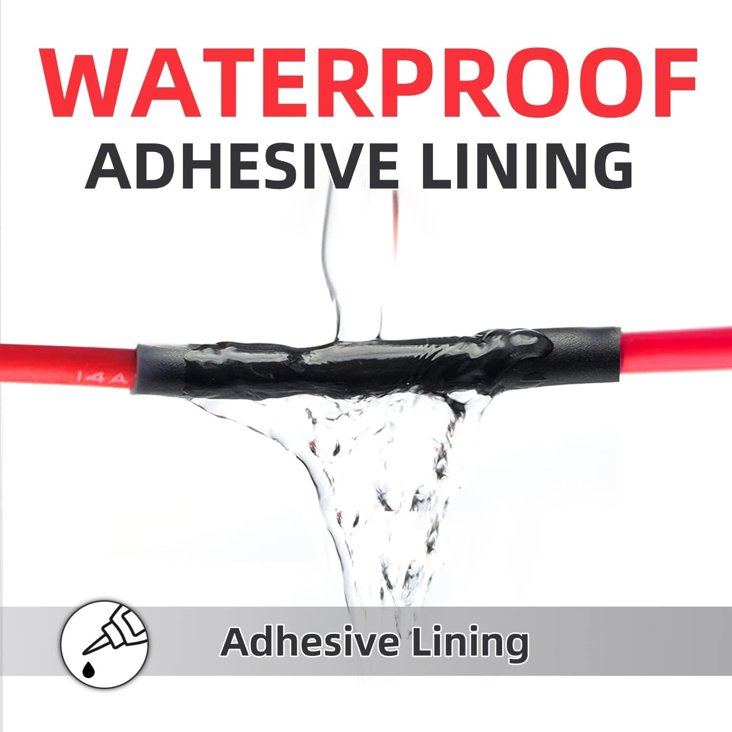 182 PCS Wire Heat Shrink Tubing Kit - Adhesive Lined, 3:1 Ratio, Waterproof - Insulation Tube, Marine Grade, Industrial Electrical Tube Cable Wrap, Black image number 4