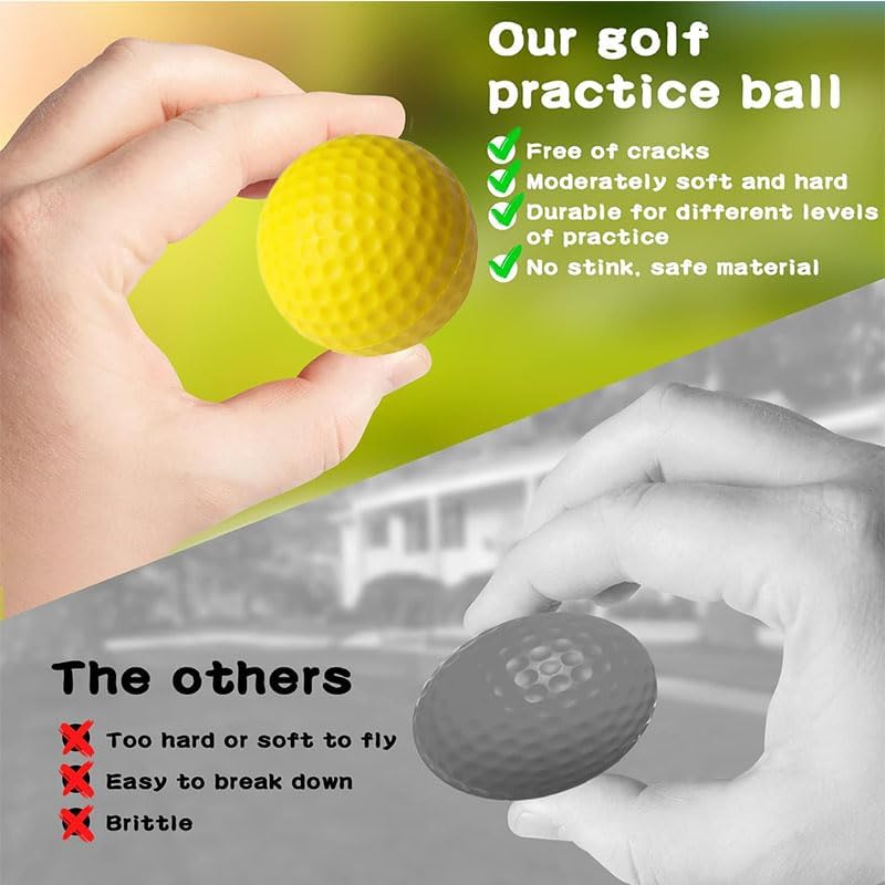 15Pcs Practice Golf Balls,Practice Foam Golf Balls, Foam Sponge Soft Elastic Golf Balls, Indoor Outdoor Golf Training Aid Balls,Foam PU Golf Practice Balls for Indoor or Outdoor Backyard Training