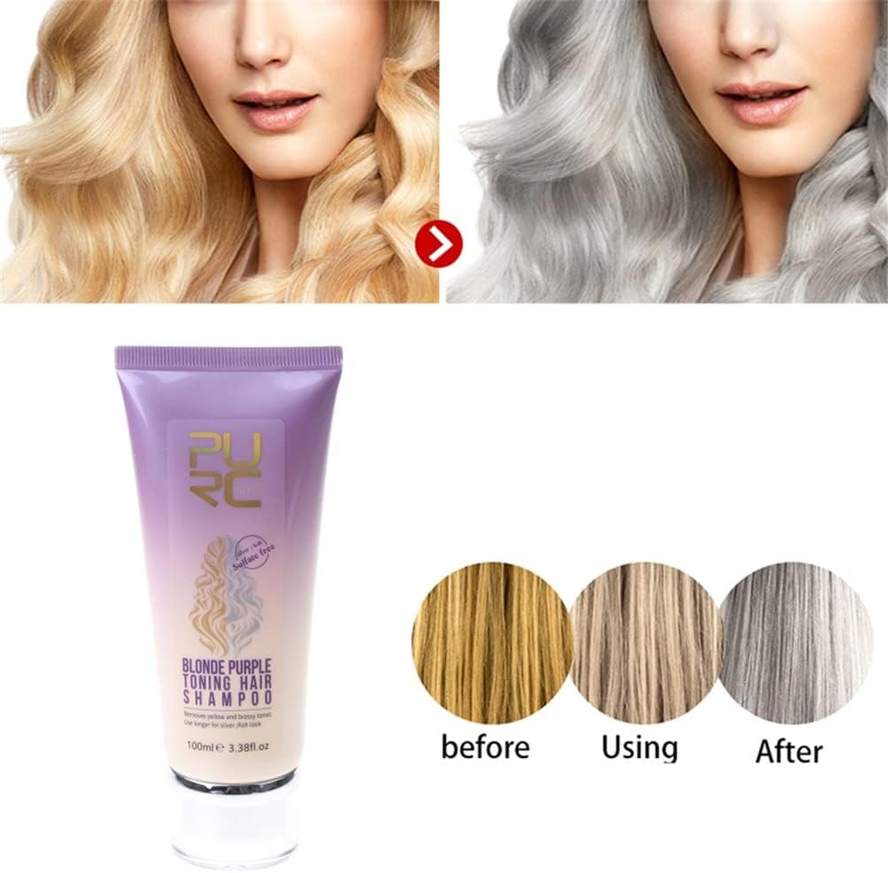 3PCS Purple Shampoo Removes Yellow Brassy Tones of Hair Neutralize Orange Green for Silver Look Salon Home Restore Hair Shine, and Reduce Frizz, Regain Youth for Your Hair