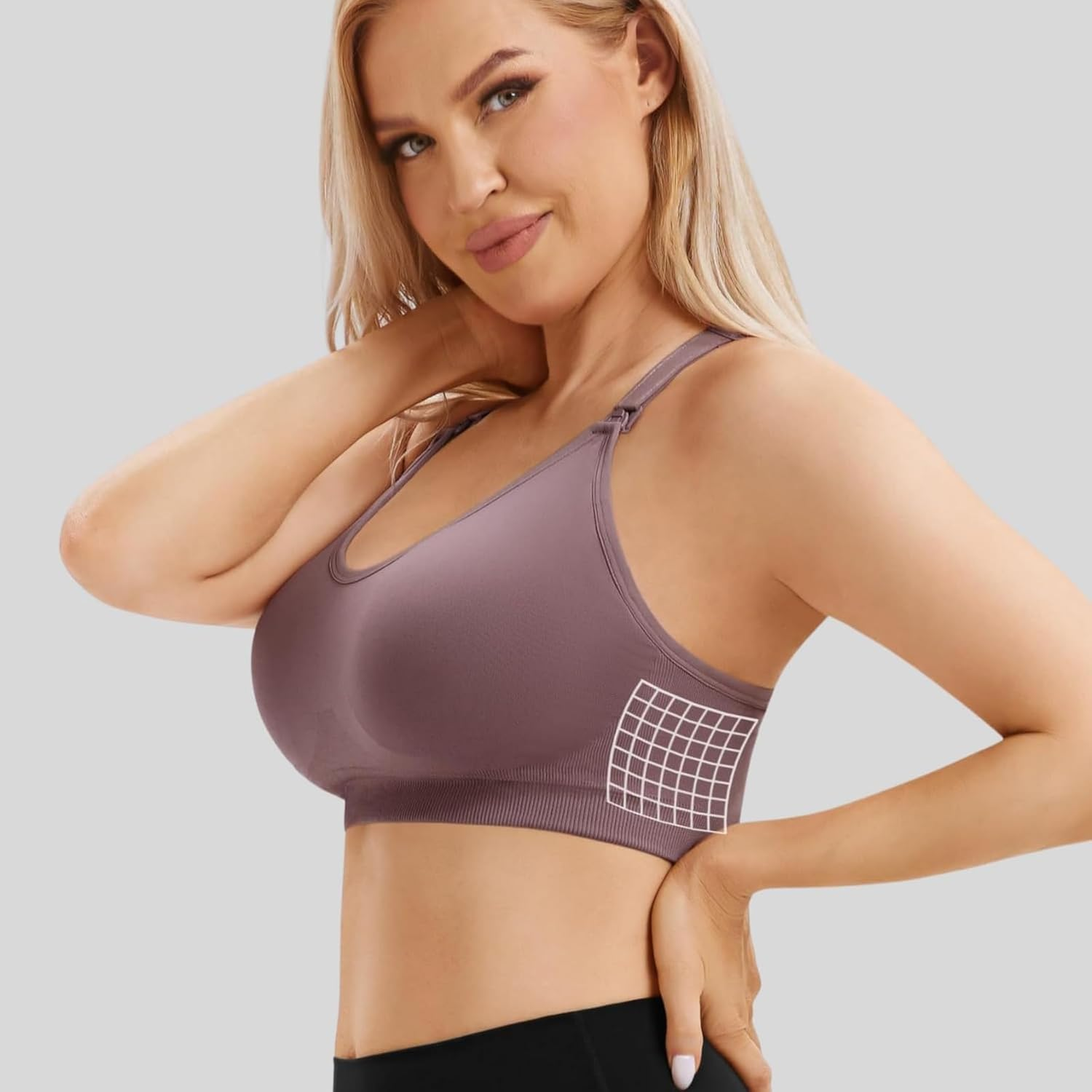 Nursing Sports Bras for Breastfeeding, Seamless Ultra Comfort Bra, Pregnancy Maternity Sleep Bralette Bras for Women image number 7