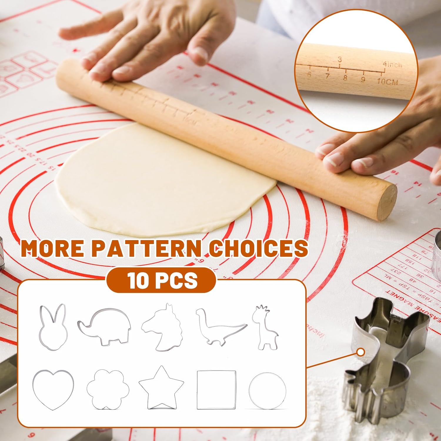 Cookie Cutters Set, 16-Piece Nonstick Baking Set, Complete Cake Baking Set with Baking Pan Baking Mat Rolling Pin Spatula Clamp (Animals) - Halloween image number 3