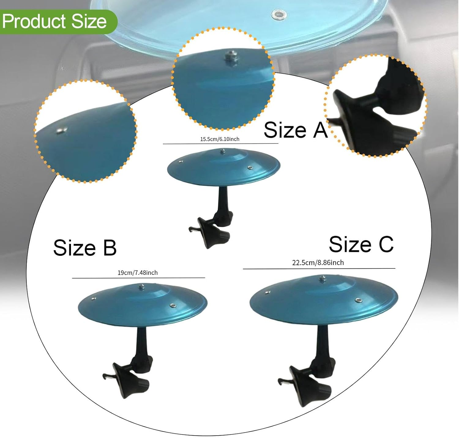 Vsenkes Car Cymbal Air Vent Mounted Compact Easy Install Stainless Steel Mini Car Crash Cymbal for Drivers Music Lovers Drummers, 225 Mm image number 6