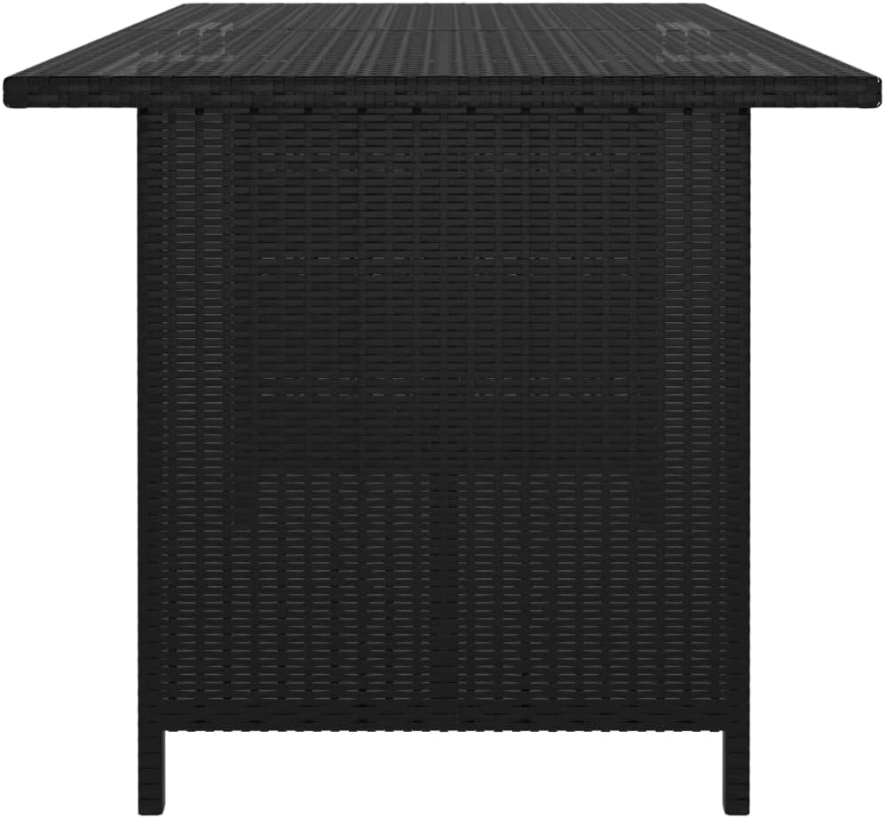 Vidaxl Garden Dining Table &ndash; Black Outdoor Patio Table in PE Rattan and Steel image number 3