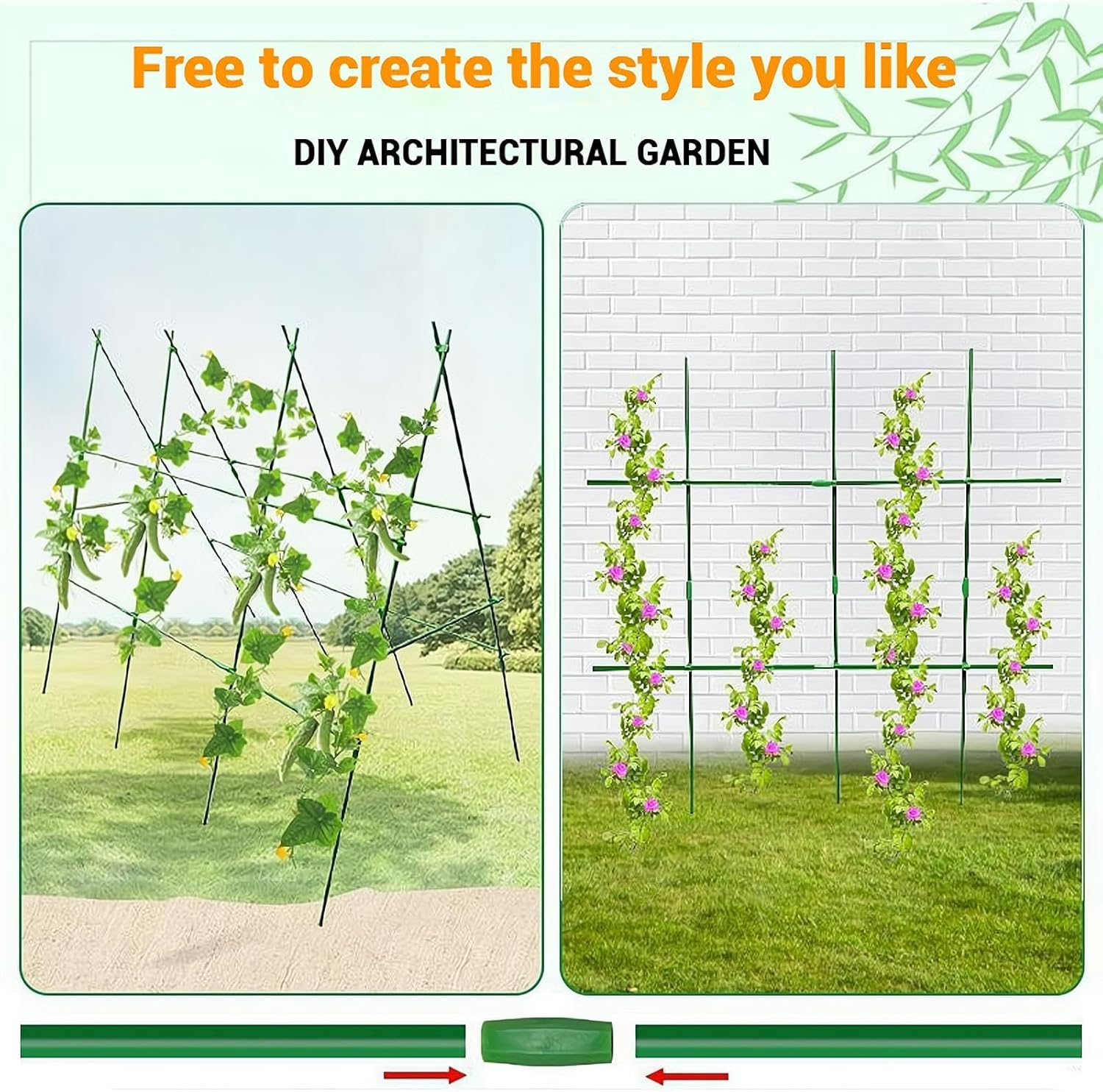 97Pcs Garden Stakes Set with 38 Fiberglass Plant Supports & 59 Accessories for Tomato, Vegetables, Climbing Vines - 4Ft/5Ft/6Ft/7Ft DIY Stakes for Indoor & Outdoor Gardening Supplies