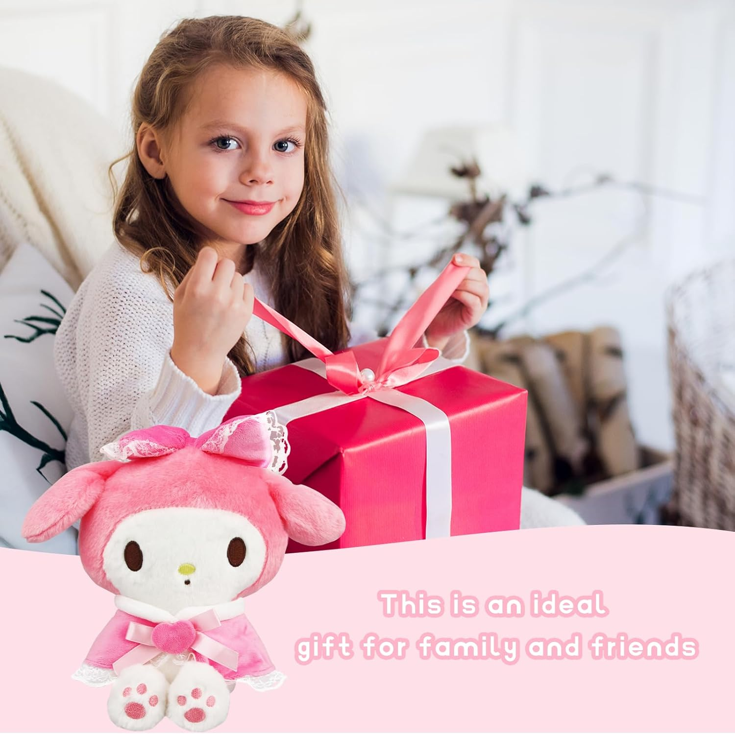 My Melody Plush Toy, Cute Anime Figure, Cartoon Plush, Sanrio Kawaii Plushie image number 1