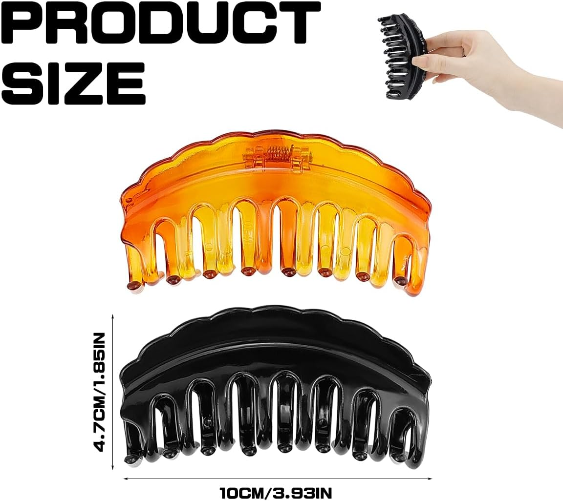 LNQ LUNIQI Women'S Hair Clip Set, 2 Pieces Plastic Hair Clips, Large Claw Hair Clips, Thick Hair for Women and Girls (1 Light Black + 1 Brown) image number 4
