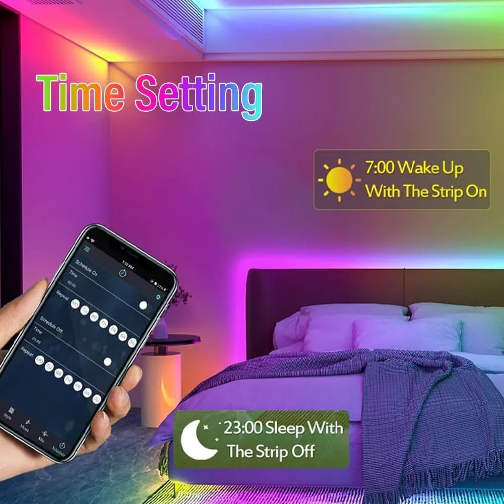 Uantii USB 5V Smart Light Strip,Bluetooth RGBIC LED Strip Lights Timing Music Sync with Remote Control,Bluetooth App Control for Bedroom TV Backlight Ceiling Game Room (2M) image number 2