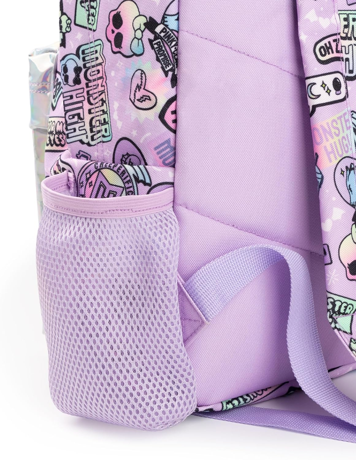 Monster High Girls Backpack | Pink & Silver Rucksack with Adjustable Straps | Reflective Pocket & Badge All over Print Practical & Organised Luggage Sports School Bag | Doll TV Series Merchandise Gift image number 2