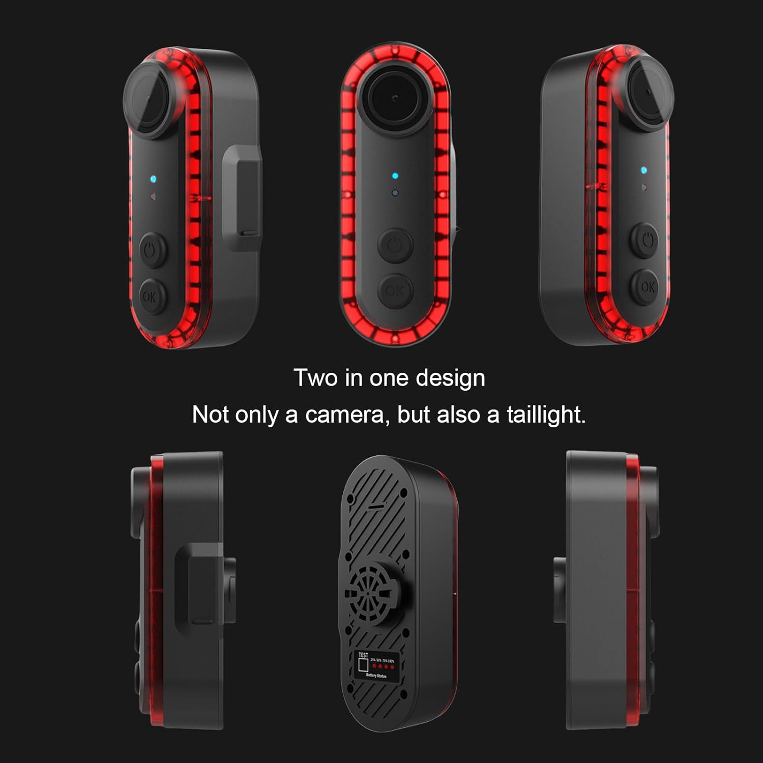 1080P Bike Rear View Camera, Tail Light, 6 Lighting Modes, Wide Angle Lens, 3500Mah Battery, Loop Recording, IPX6 for Mountain, Road Bike with APP, HD Stable Images image number 4