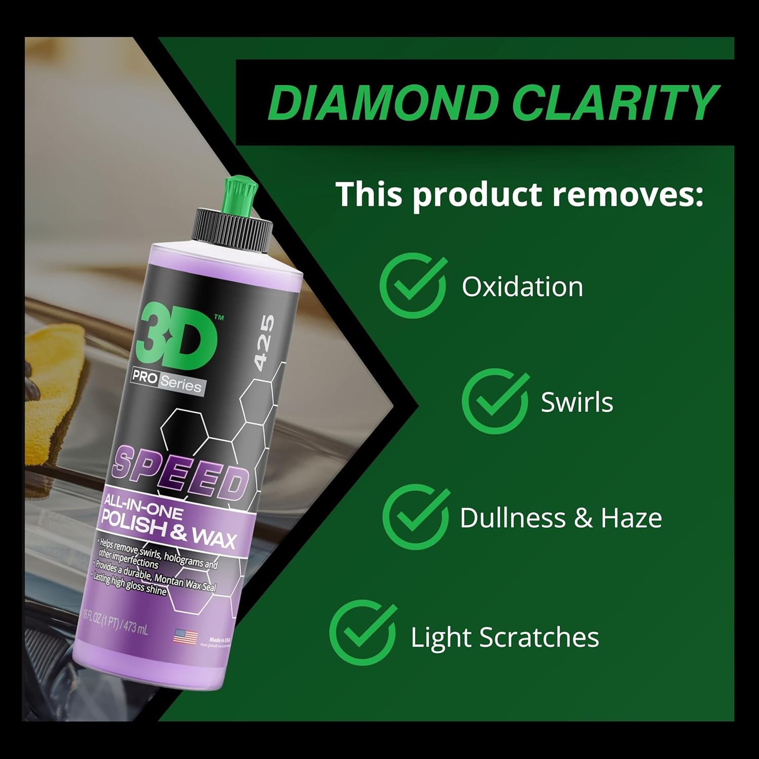 HD Speed All in One Polish/Wax | Clear Coat Car Polish and Wax in One | Paint Protection, Swirl Correction | Perfect for Auto Detailing & Restoration | Gel Coat Friendly 32 Oz image number 4