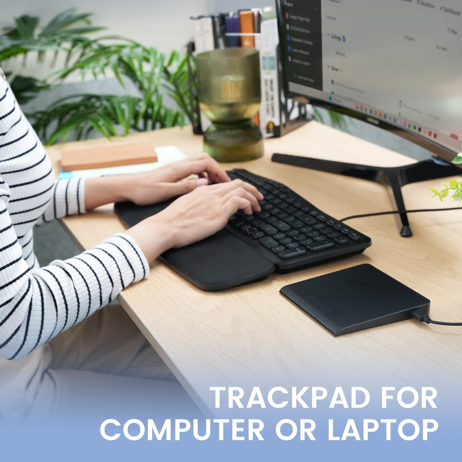 Perixx PERIPAD-506 Wired Slim USB Touchpad - Wired Detachable Touchpad for Desktop and Laptop User - Large Size 5.31X4.57X0.55 Inches - Black image number 1