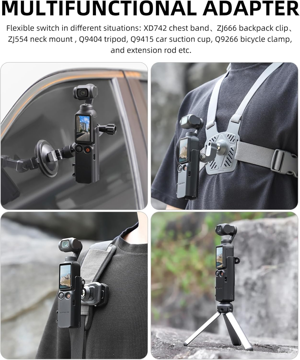 Pocket 3 Expansion Adapter, XICEN DJI Osmo Pocket 3 Creator Combo Handle Accessories Cold Shoe, Support Extended Mounting Bracket Microphone LED Lamp Tripod Strap Bicycle Backpack Clip image number 4