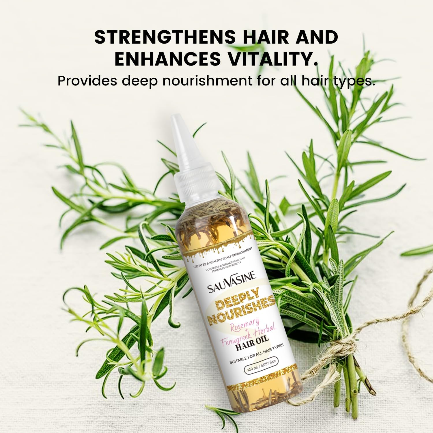 Organic Rosemary & Fenugreek Herbal Hair Oil for Hair Growth, for Natural Hair & Scalp Treatment for All Hair Types, Women & Men image number 4