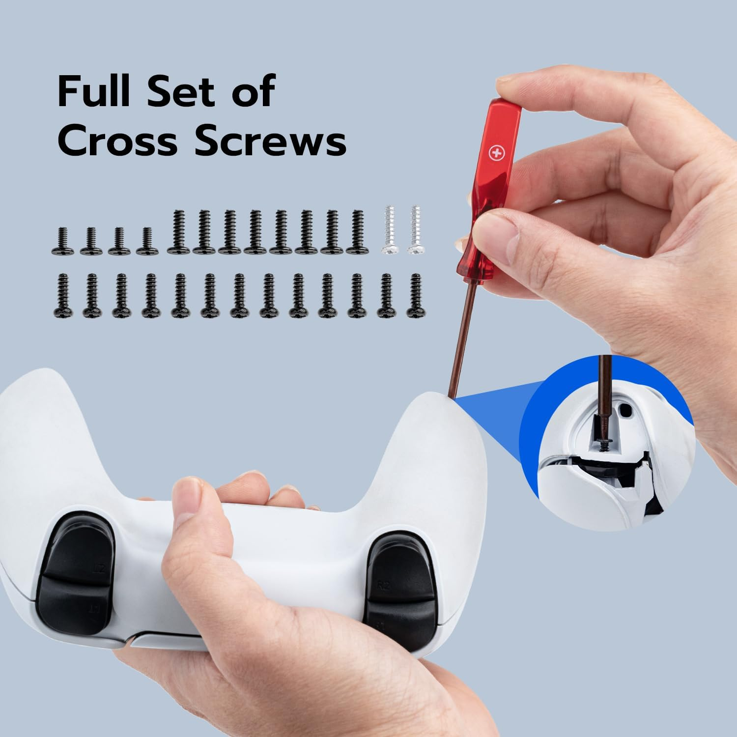 Mcbazel TMR Joysticks Replacement for PS5 Controller-Advanced Sensor Joystick Repair Kit with 3D Thumb Caps,Tools & Screws,For Dualsense/Edge Controller image number 6