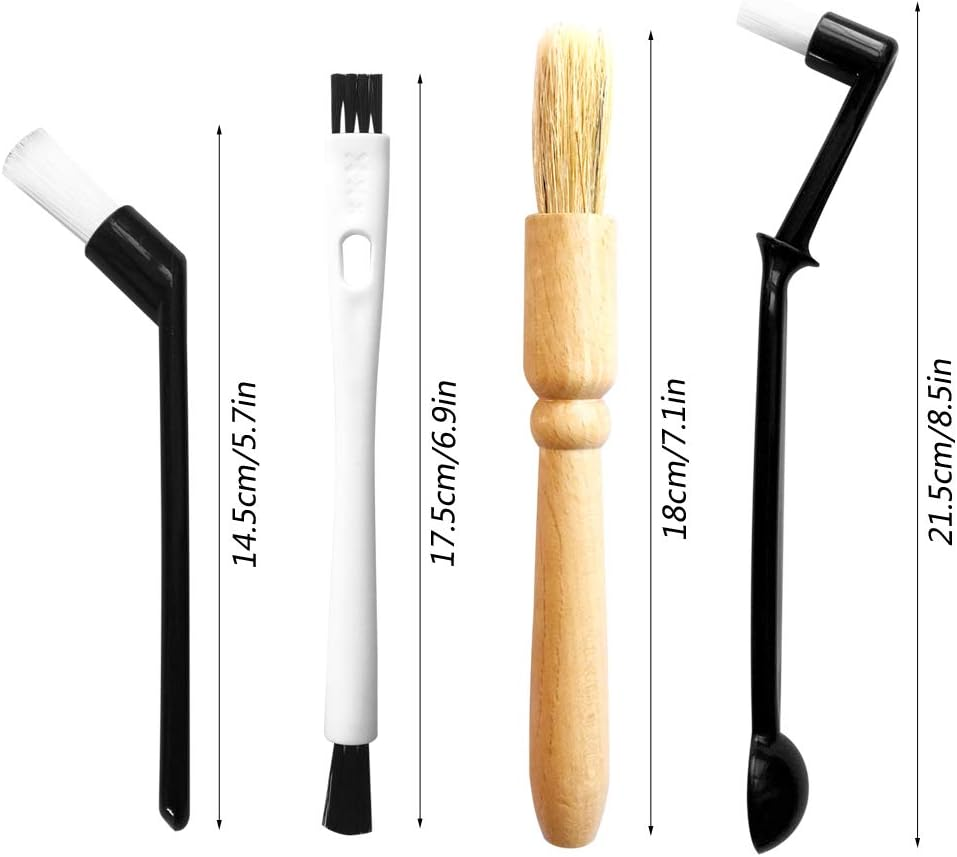 ACKLLR Coffee Grinder Cleaning Brush, Heavy Wood Handle & Natural Bristles Wood Dusting Espresso Brush and Nylon Espresso Machine Brush with Spoon for Bean Grain Barista Pasta Makers Home Kitchen image number 3