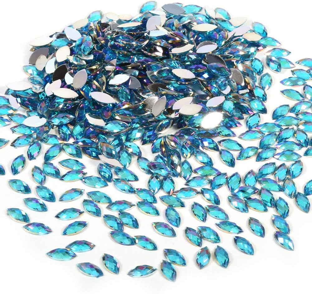 500Pcs 7 15Mm Crystal Acrylic Flat Back Marquise Decorative Clothes Mobile Phones for Cups Glass Bottle Cups DIY Crafts and Other Flat Back Rhinestone Crafts in Bulk (Dark Blue) image number 6