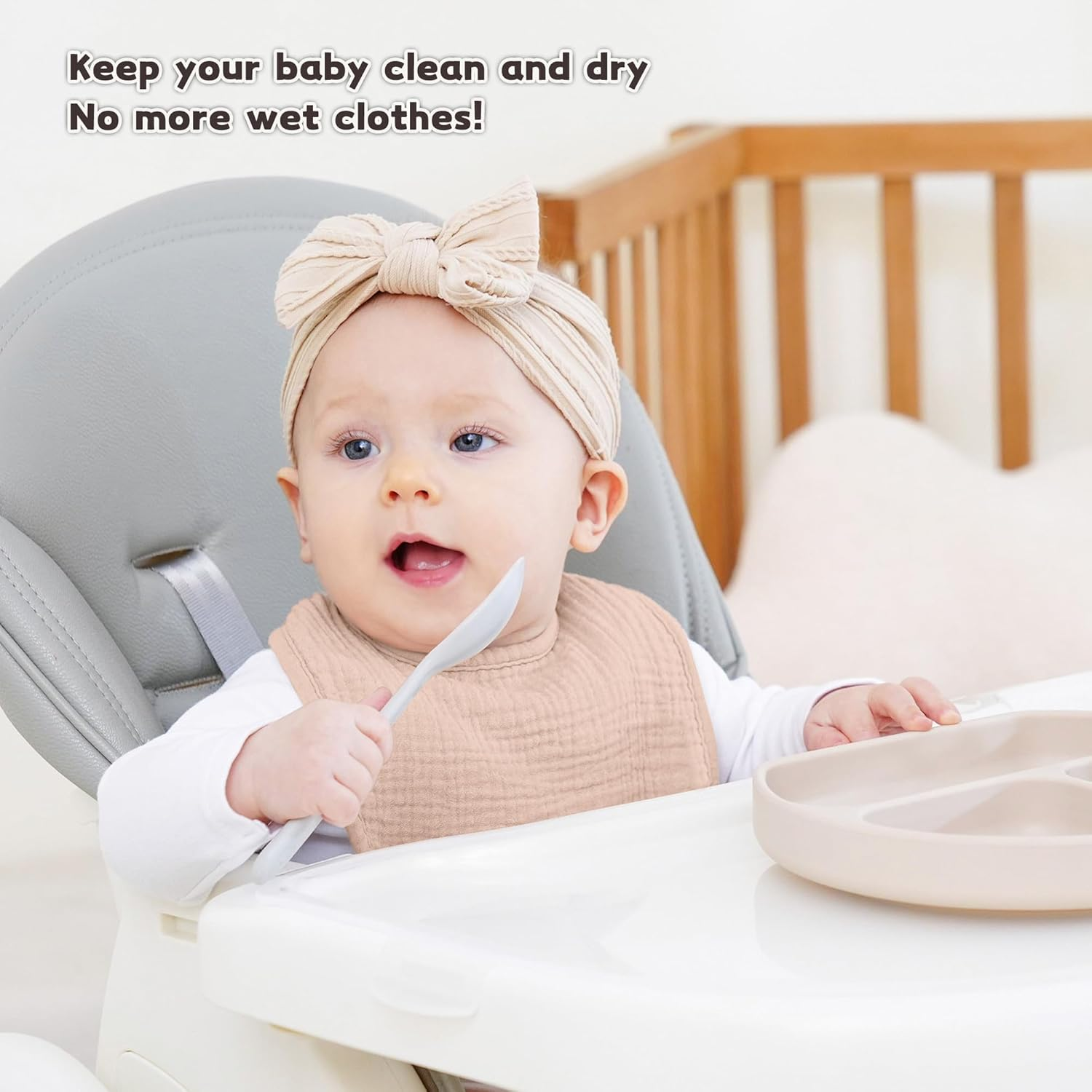 Susurration Muslin Baby Drool Bibs Soft Square Adjustable Baby Bandana Bibs for Unisex Girls & Boys image number 2