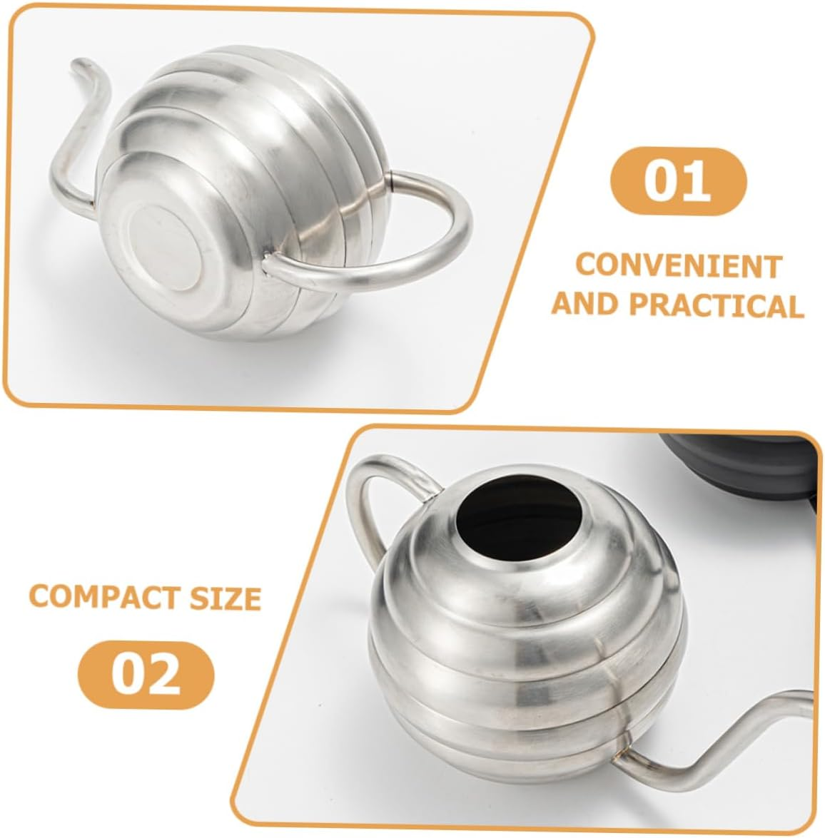 Stainless Steel Watering Bottle Metal Watering Pot Gooseneck Garden Sprayer for Indoor Outdoor Plants Sprinkling Can for Pot - Silver image number 4