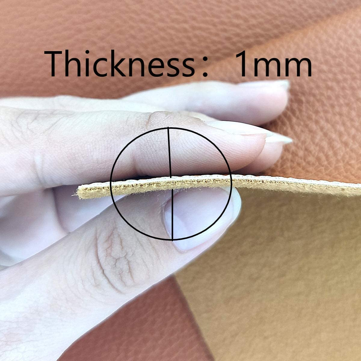 AUXIN 11.8" X 52"(30Cm X 132Cm) Tan Faux Leather Roll for Bows Earrings Handbag Wallet Purses Sewing Craft Making Handmade DIY Fabric image number 5