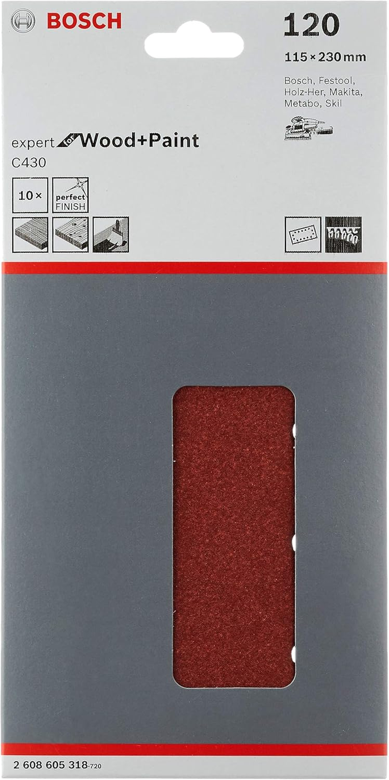 Bosch Professional 2608605318 Wood Velcro 14 Holes115X230 G120, 115 X 230 Mm image number 2
