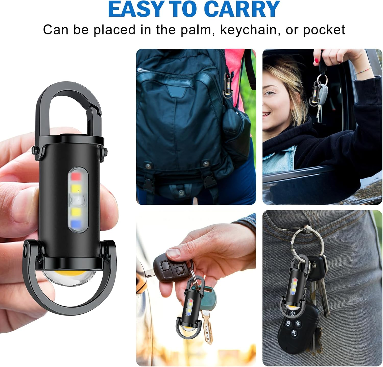 AXVRAV Super Bright Mini Key Fob, Waterproof Torch Mini LED Torch Keyring, USB Rechargeable Keychain Flashlight with Power Bank for Outdoor Camping (Black) image number 6