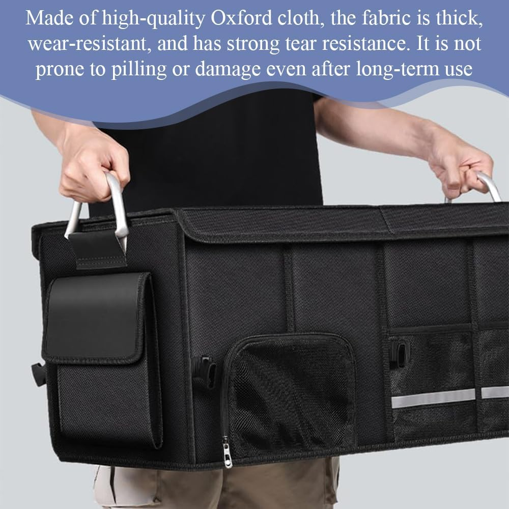 Car Trunk Organizer,Car Boot Organiser,Collapsible Trunk Organizer,Sturdy Trunk Storage Box,For Car Accessories, Tools, Sundries, Space Saving,With Reflective Strips,60X35X30Cm image number 1