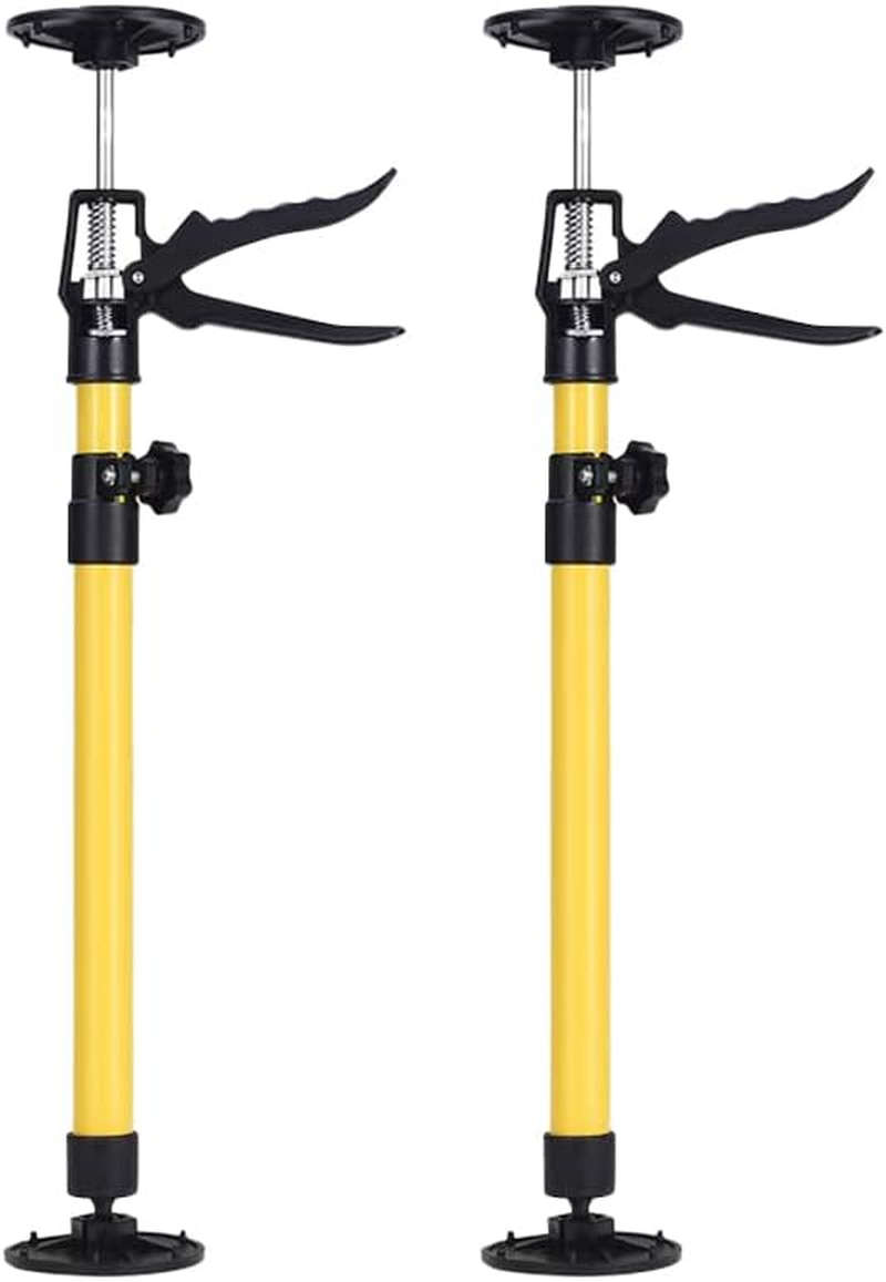 2 Pack Cabinet Jack, 50-115Cm Cabinet Jack Support Pole, Cabinet Steel Telescopic Quick Support Rod, 3Rd Hand Support System for Upper Cabinet Installation, Supports up to 40 Kg (Yellow)