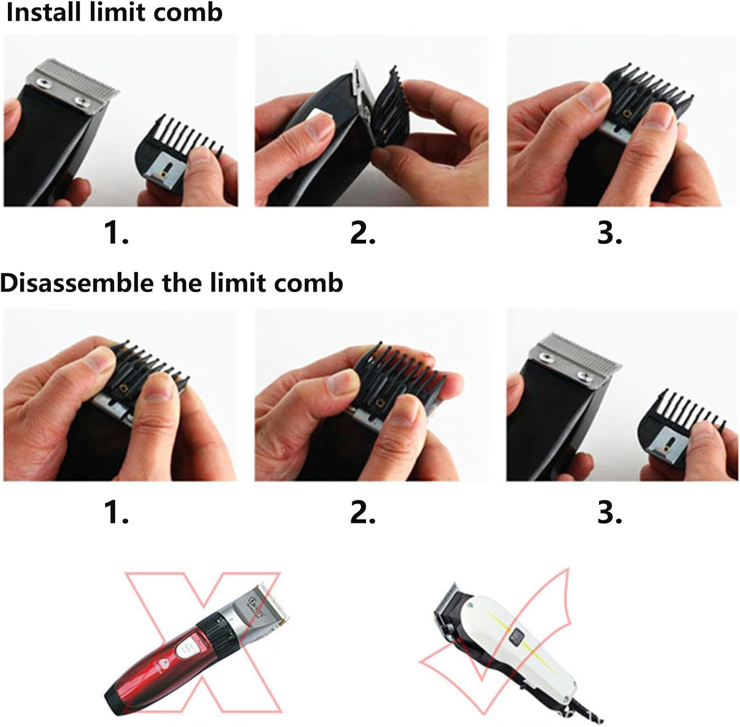 3 Professional Hair Clipper Guards Set Compatible with Wahl Clipper Guards, Clipper Guides Replacement 3 Piece Set Black Color 1/16 Inch to 3/16 Inch for Hair Clippers image number 2