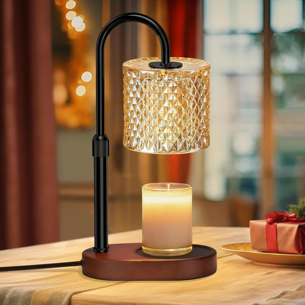 Candle Warmer Lamp, Candle Warmer with Timer and Dimmer, Adjustable Height Electric Candles Lamp with 2 Bulbs for Scented Jar, Wax Melter Lamp for Home Decor, Room Decor, Gifts for Women (Gold)