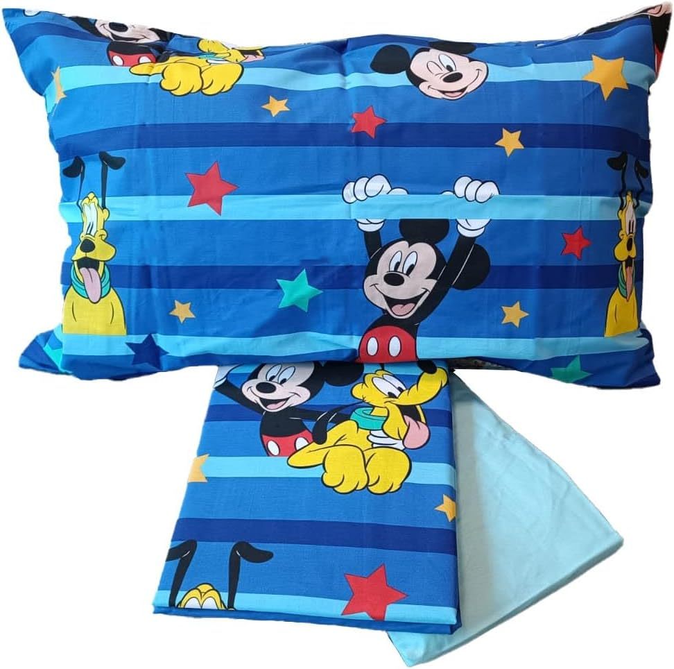 Mickey Mouse, King Size Bed Sheet, Bed Set, Top Sheet, Fitted Sheet, Pillowcase, Blue, Disney, 100% Cotton, Official Product image number 2