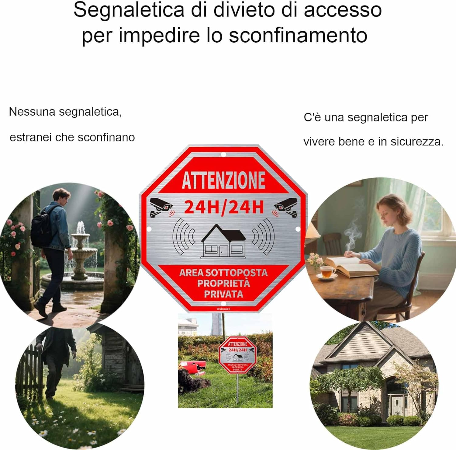 24H Video Surveillance Area Sign, Aluminium for Security Reasons, 2 CCTV Signs, 20 X 20 Cm, Video Surveillance Signs for Shop and Private Property Long Lasting (Private Property) image number 5