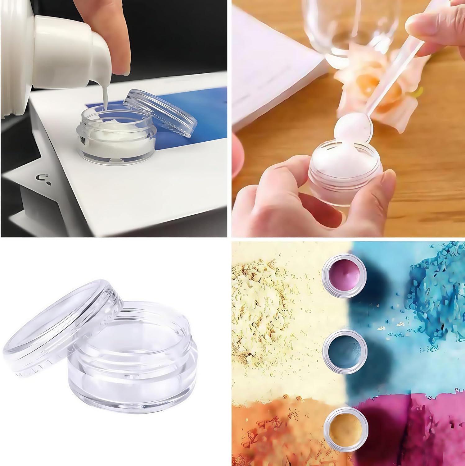 Wizefolk 50 Pcs Sample Containers with Lids,2.5 Gram Clear Sample Jars,Empty Lip Balm Containers with Lids,Small Makeup Travel Containers for Makeup,Lotion,Eye Shadow,Powder,And Lip Balms