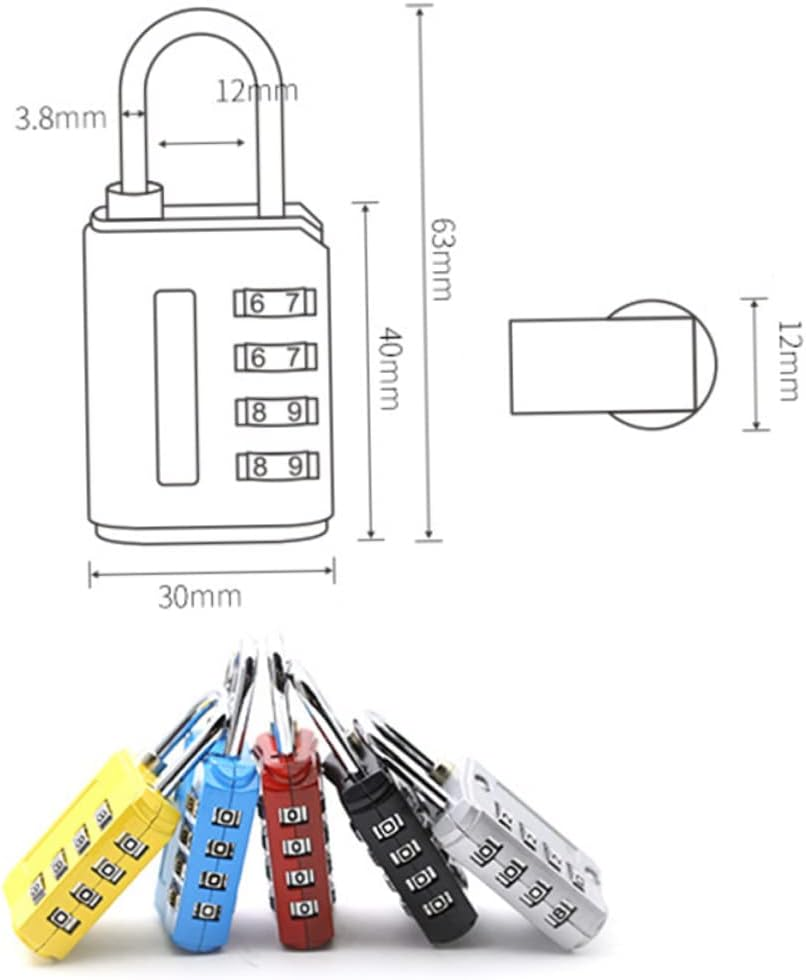 COLLBATH 5Pcs Zinc Alloy Padlock Digit Number Password Lock for Luggage Suitcase Cabinet Travel