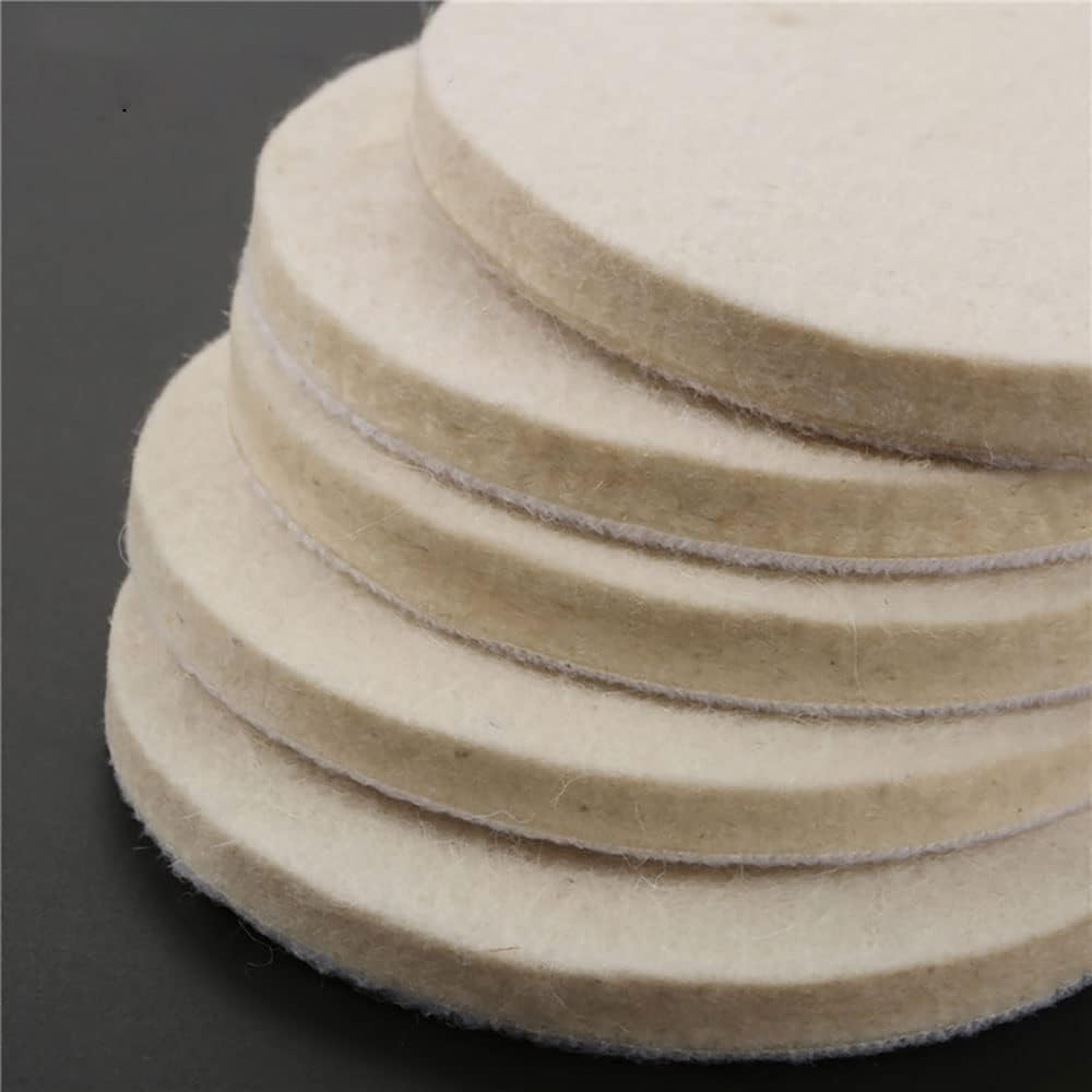 5Pcs 125Mm(5Inch)*6Mm(D*T) Wool Felt Polishing Pad for Polishing Glass Plastic Metal Marble, Buffing Wheel Polish Pad for Kitchen Bathroom Random Orbital Sander image number 1