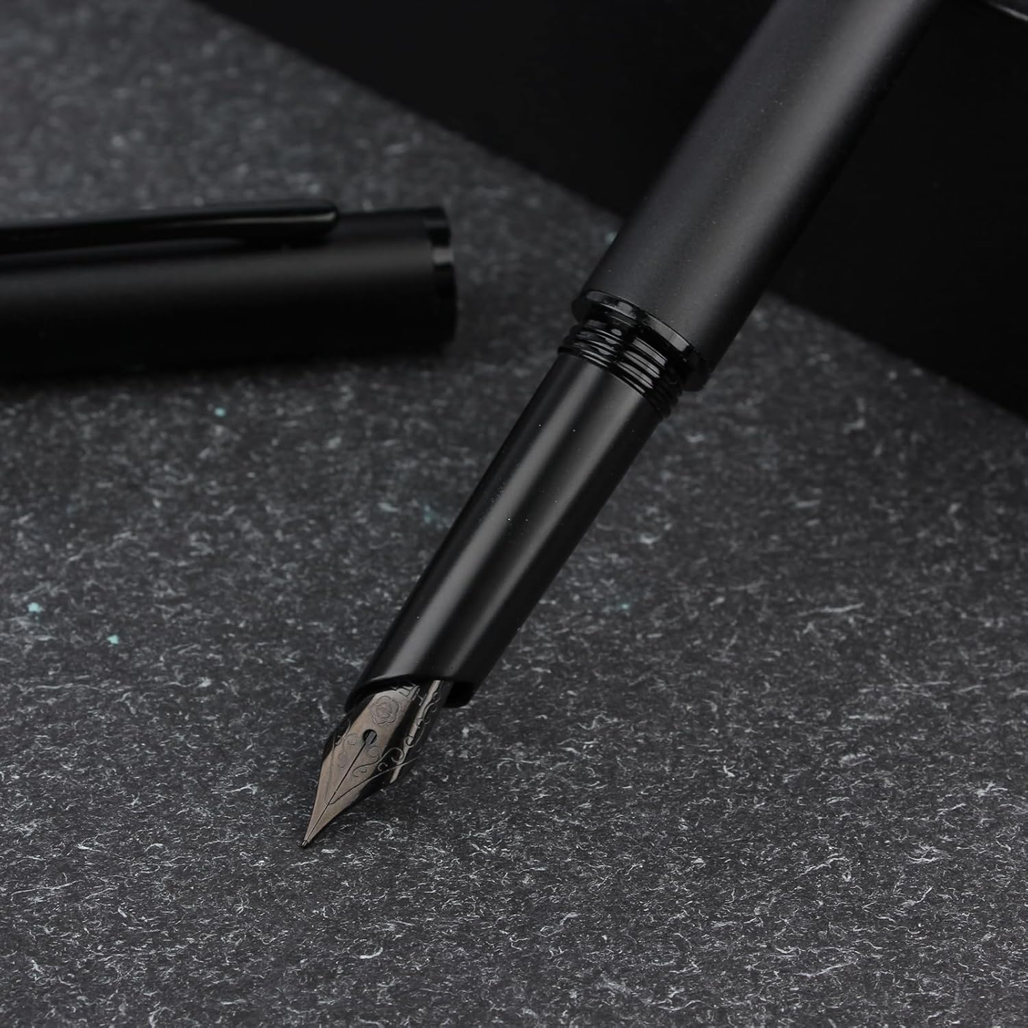 Iridium 0.5Mm Designer Nib Fountain Pen, Screw Cap, with Free Ink Converter, Black Trim image number 4