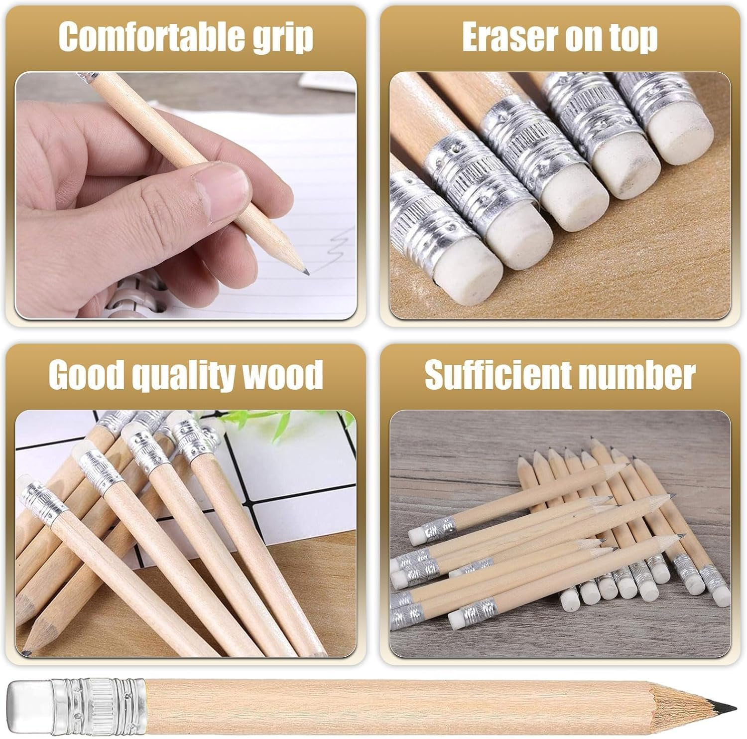 4 Inch Golf Pencils, 50 Pcs Short Wood Pencils, Presharpened Pencils for Preschoolers, Toddlers, Kindergarten, School, Office, Home image number 3