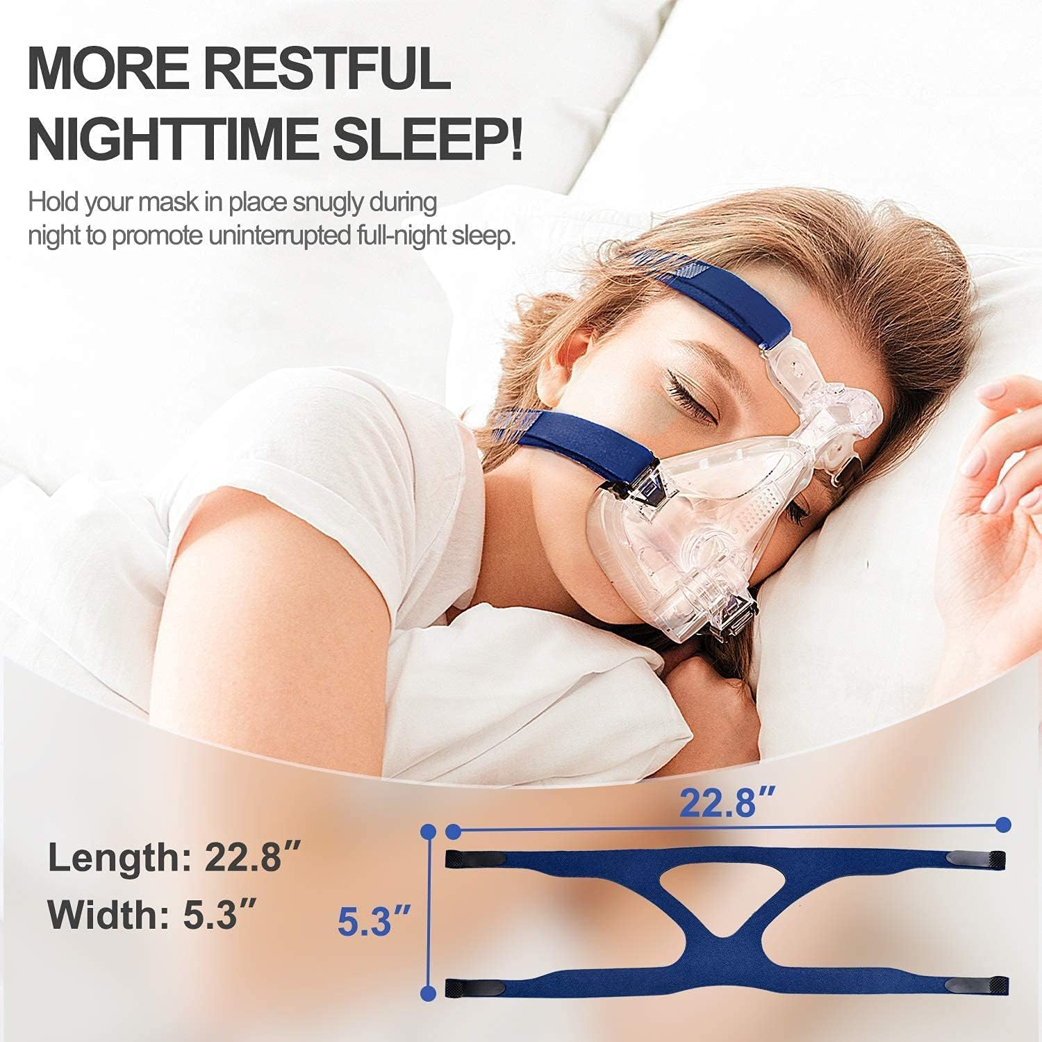 2PCS Airsmart Headgear Strap Supplies Compatible with Most Mask, Universal Comfortable and Elasticity Replacement Headgear for Achieving Good Seal, Blue image number 3