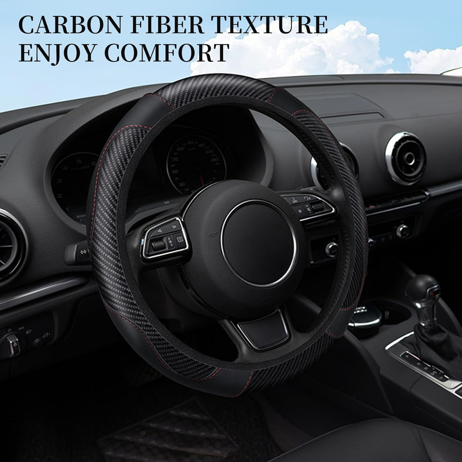 Universal Microfiber Leather Car Steering Wheel Cover - Breathable, Anti-Slip, Odorless Design for 14.5-15 Inch Steering Wheels - Premium Quality Accessory for Men and Women image number 3