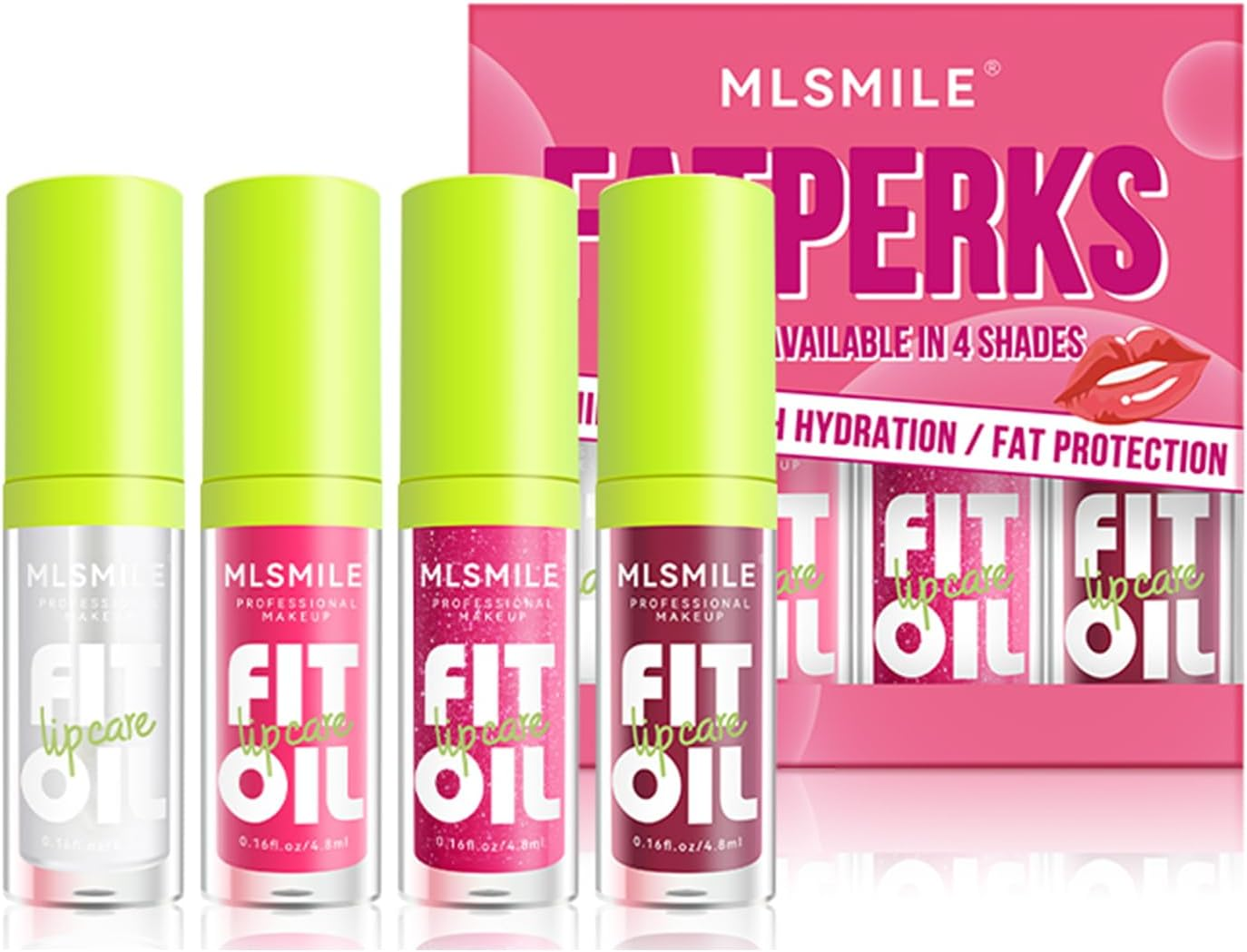 Volksrose 4Pcs Lip Gloss Oil Set, Hydrating Lip Glow Oil, Flavored Lip Gloss Packs, Fruit Lipgloss Tinted Lipoil Set for Women Girls Teens, Lip Balm for Dry Lips Nourishing, A