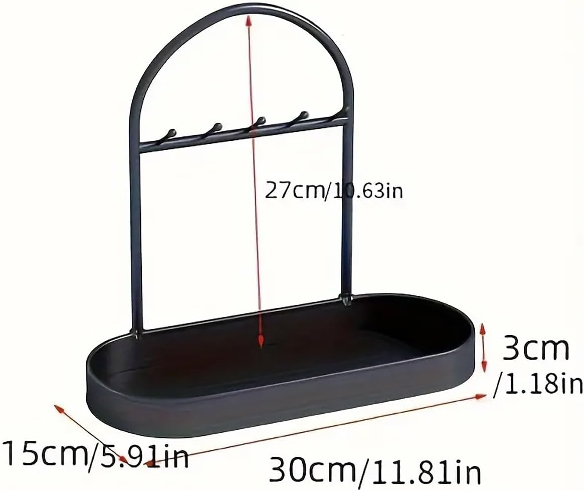 AIMALL Key Entry Door Storage Rack - Stylish Entrance Storage Organizer with Hooks for Keys, Jewelry, and Accessories, Shoe Cabinet and Mask Hanger - White image number 3