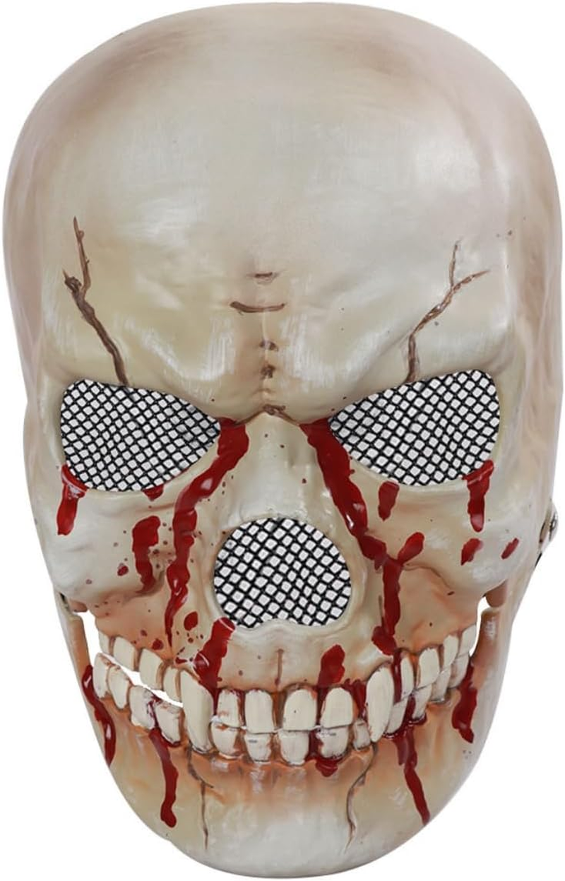 Costume Bay Skull Masquerade Mask Skeleton Helmet Halloween Movable Jaw Full Head Horror Scary Michael Myers Image Cosplay Musk Party Decor Cartoon Masks