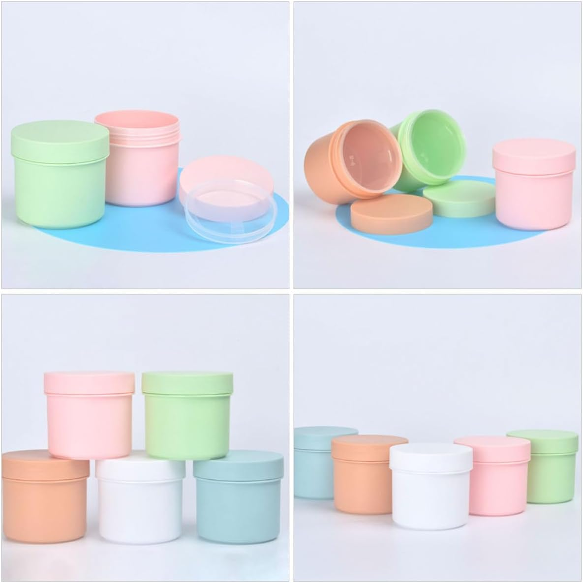 VOSAREA 5Pcs 150G Frosted Plastic Cosmetic Jars Set with Lids, Small Travel Containers for Creams, Makeup Samples, Face Mask Powder Storage, Multi-Color Refillable Skincare Jars For image number 5