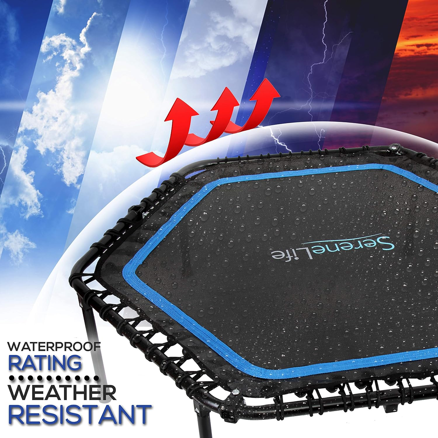 Serenelife 48" Mini Trampoline Rebounder, Portable and Foldable Fitness Trampoline, Suitable for Adults and Kids, Perfect for Indoor/Outdoor Workout