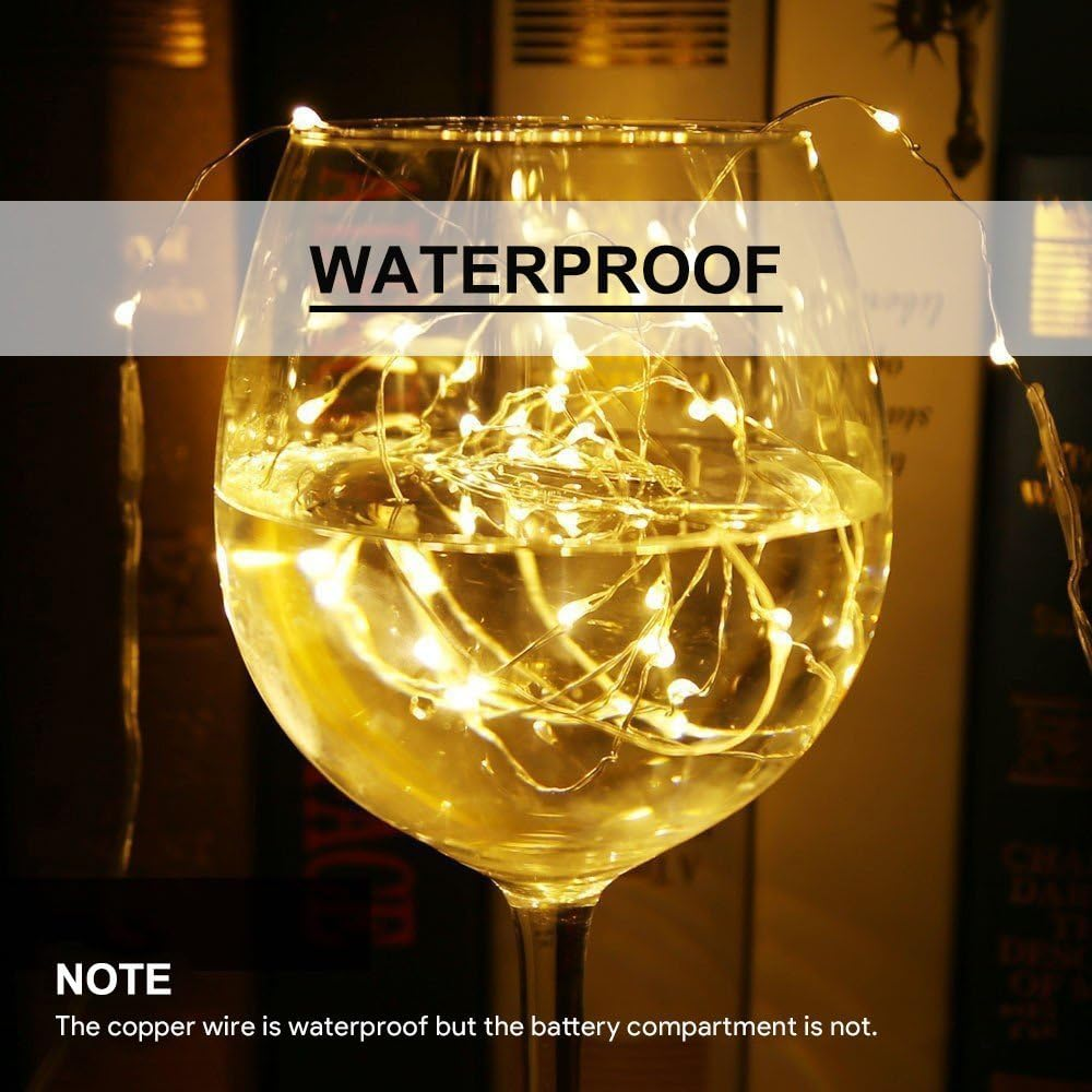 3 Pack Rechargeable 10Ft 30 LED String Fairy Lights 4 Modes Copper Wire Starry String Lighting Waterproof Micro Firefly Moon Light Warm White Battery and USB Cable Included image number 5