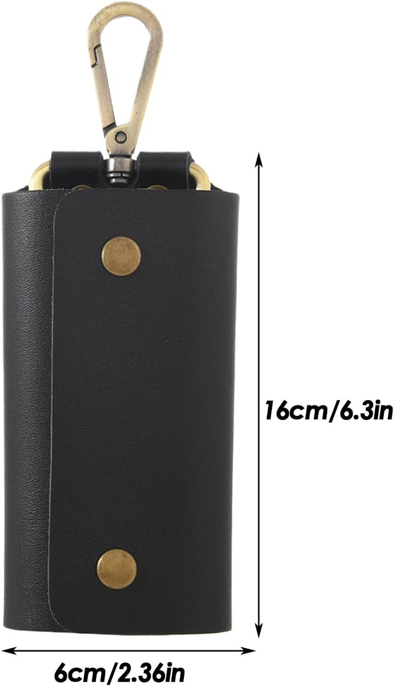 Key Wallet | PU Leather Key Organizer, Compact Wallet Organizer Retro Key Chain for Office School Belt Men Women, Black, Se R&eacute;f&eacute;rer Au Descriptif, Refer to Description image number 2