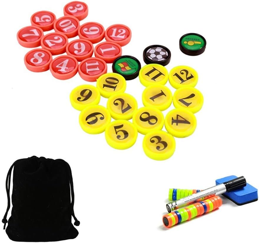 Joyeee Soccer Magnetic Boad Accessories Set, Include 27 Pcs Player Magnets Pieces, 2 Pcs Dry Erase Black Marker Pen, 1 Pcs Dry Eraser and Small Carry Pouch, Suit for Use on Magnetic Coaching Boards image number 6