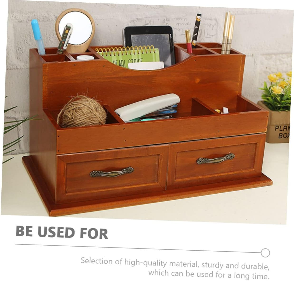 ERINGOGO Vintage Retro Cosmetics Storage Box Drawer, Desktop Wooden Makeup Organizer Container for Skincare and Vanity, Multi-Functional Storage Holder for Home and Office image number 5