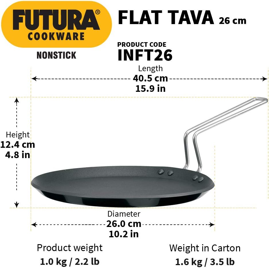 Hawkins FUTURA IQ45 Non-Stick Induction Compatible Flat Tava Griddle, 10-Inch Black image number 1