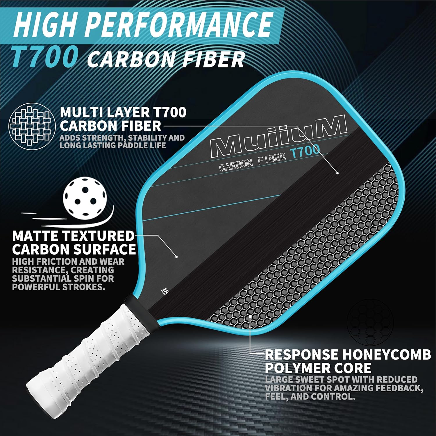 Pickleball Paddles, USAPA Approved Carbon Fiber T700 Surface, Men'S and Women'S Pickleball Pad Set