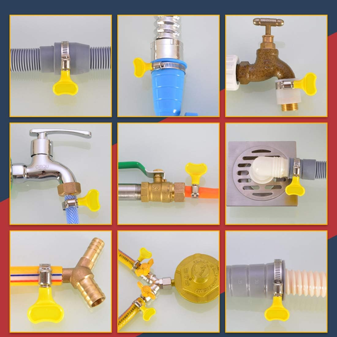 Hilitchi 40 Piece 8-29Mm Key-Type Adjustable Hose Clamp Assortment Kit image number 5